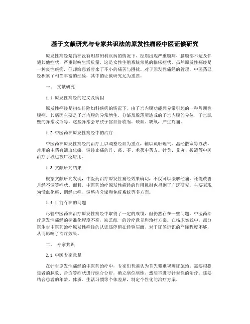 基于文献研究与专家共识法的原发性痛经中医证候研究