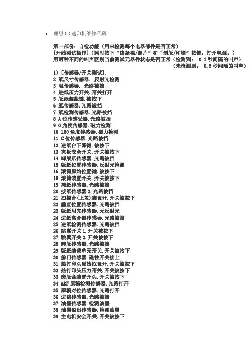 理想GR速印机维修代码
