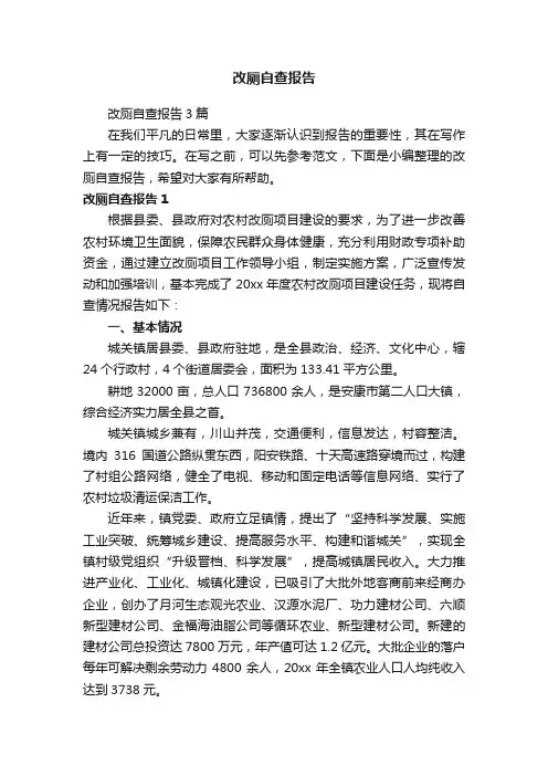 改厕自查报告