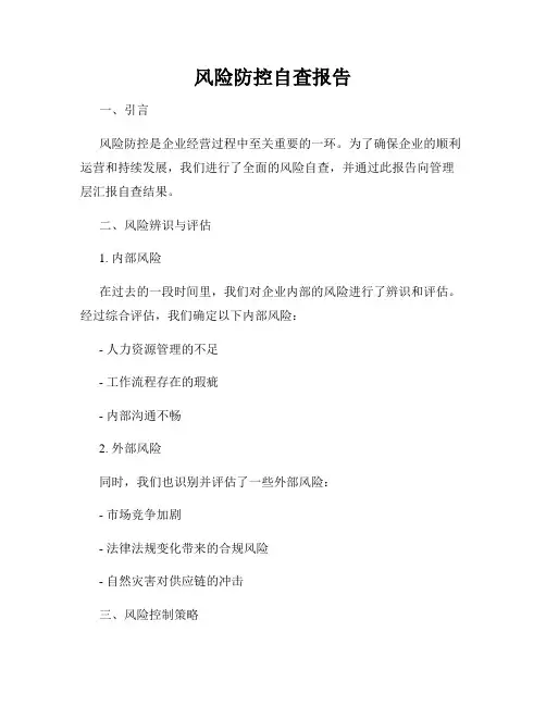 风险防控自查报告