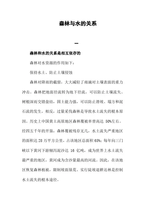 谈谈森林与水的关系