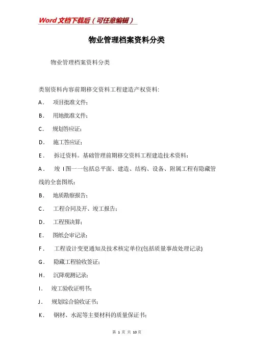 物业管理档案资料分类(Word)