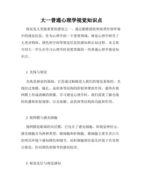 大一普通心理学视觉知识点