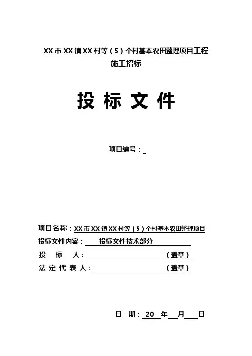 村基本农田整理项目工程施工技术标