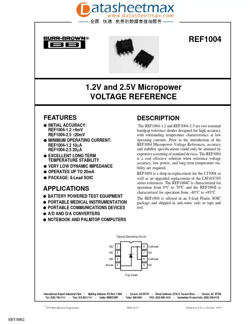 IC datasheet pdf-REF1004,pdf(Micropower Voltage Reference)