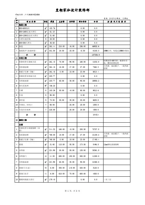 三层精装修工程量清单