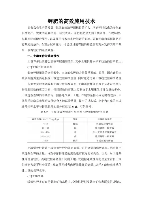 钾肥的高效施用技术