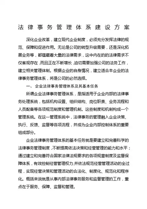 法律事务管理体系建设方案