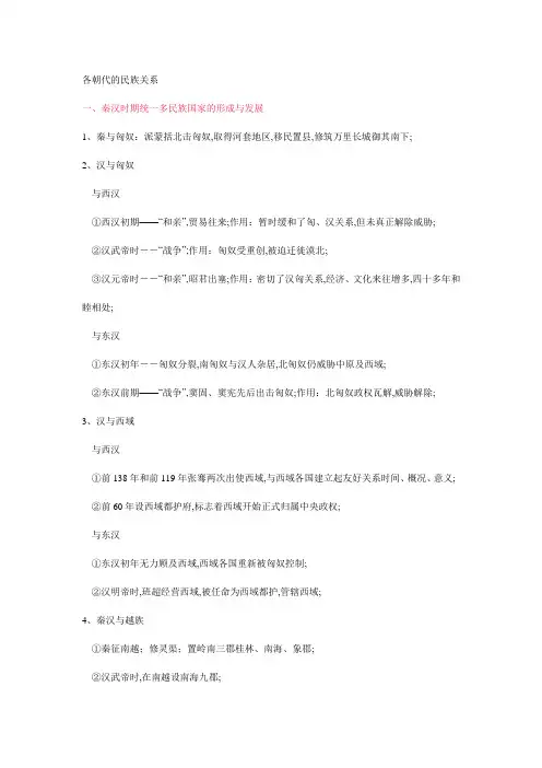 各朝代的民族关系