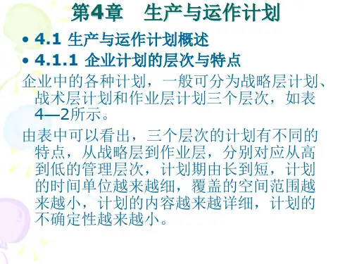 第4章 生产与运作计划  生产与运作管理 教学课件