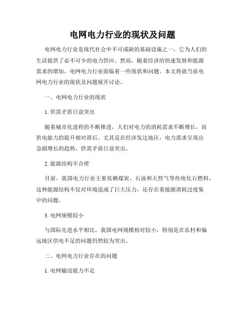 电网电力行业的现状及问题
