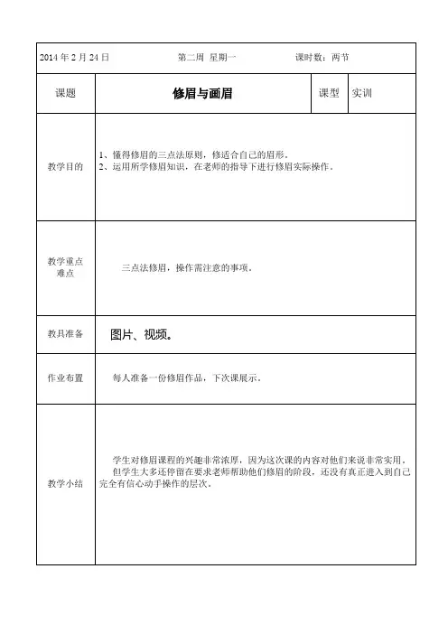 化妆教案2,修眉与画眉