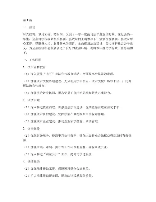 司法年度总结模板范文(3篇)