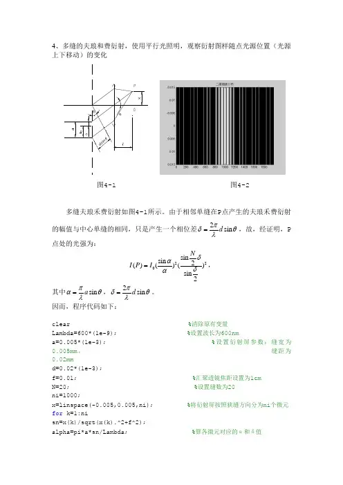 多缝的夫琅和费衍射matlab仿真