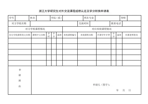 浙江大学研究生对外交流课程成绩认定及学分转换-浙江大学研究生院