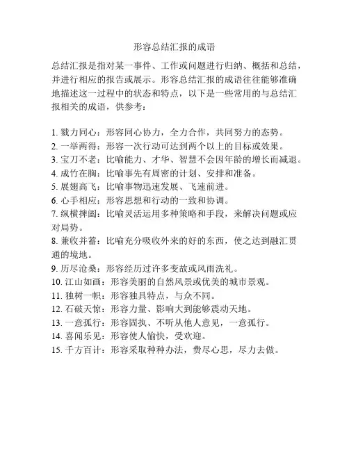 形容总结汇报的成语