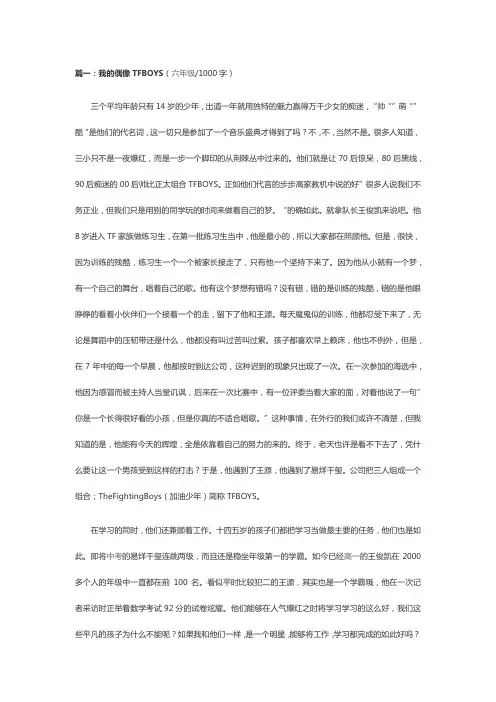 我的偶像tf boys作文6篇
