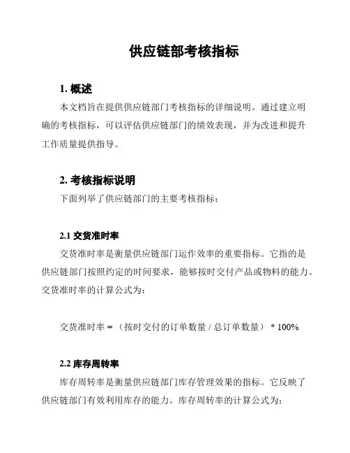 供应链部考核指标