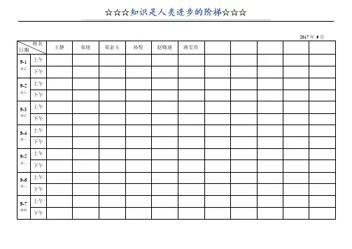 最实用的考勤签到表(上下班签到表)