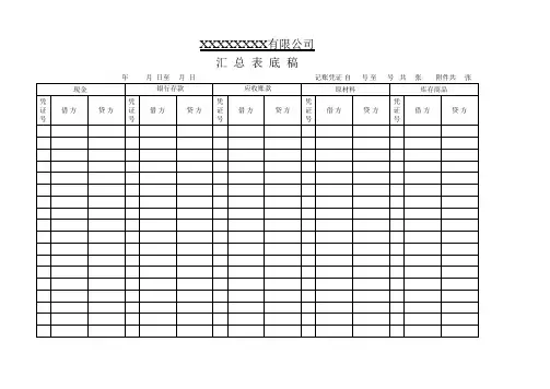 XXXX有限公司 记账凭证 汇总表底稿