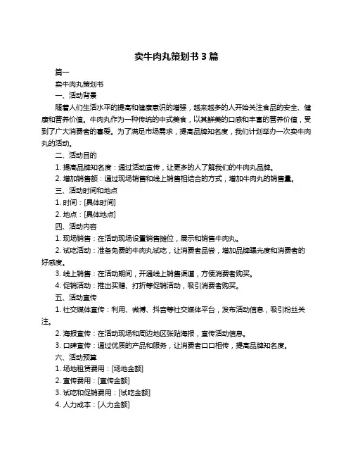 卖牛肉丸策划书3篇