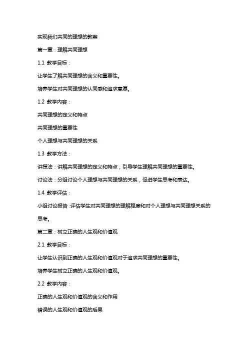 实现我们共同的理想的教案