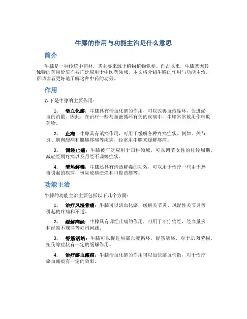牛膝的作用与功能主治是什么意思