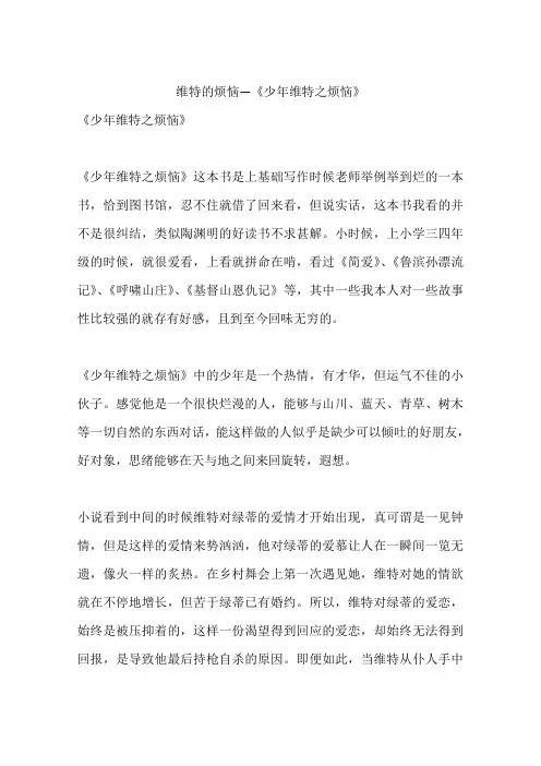 维特的烦恼—《少年维特之烦恼》