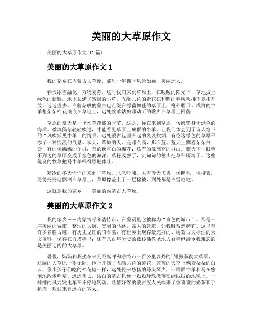 美丽的大草原作文