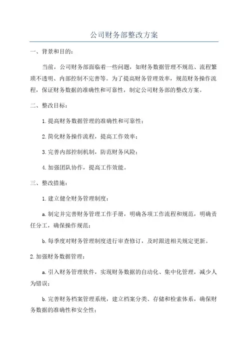 公司财务部整改方案