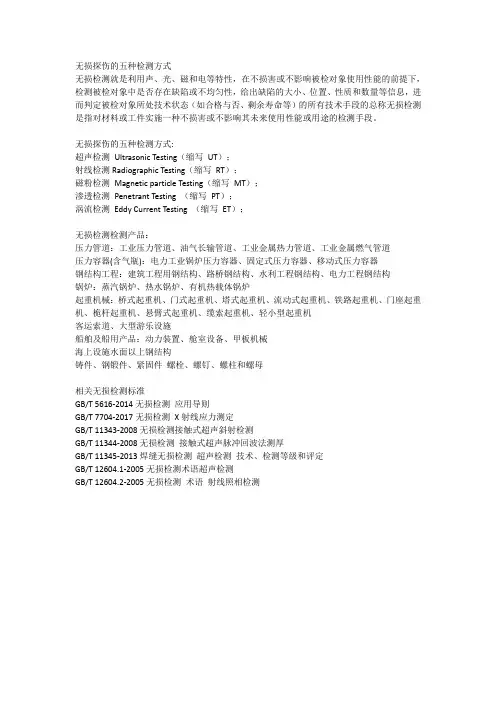 无损探伤的五种检测方式