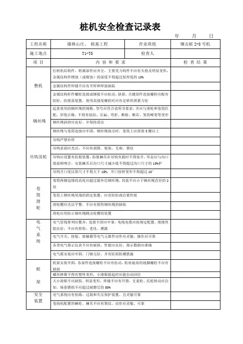 桩机安全检查表