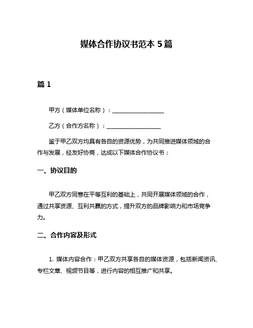 媒体合作协议书范本5篇