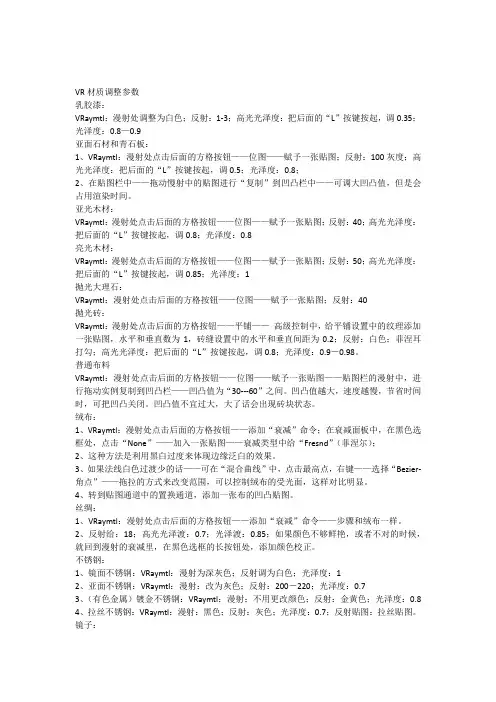 VR材质调整参数