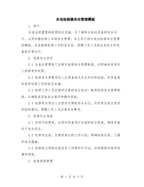 水电站检修安全管理模版