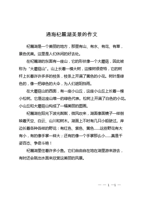 通海杞麓湖美景的作文