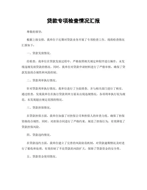 贷款专项检查情况汇报