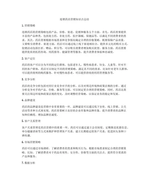 连锁药店营销知识点总结