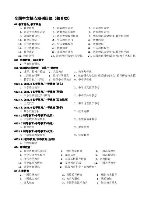 全国中文核心期刊目录