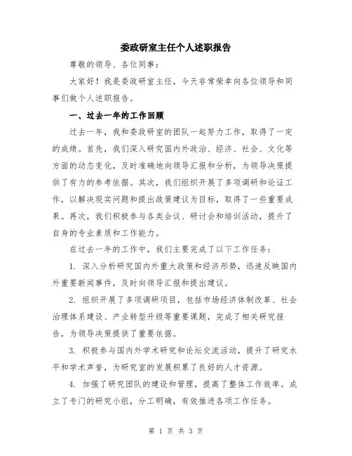 委政研室主任个人述职报告
