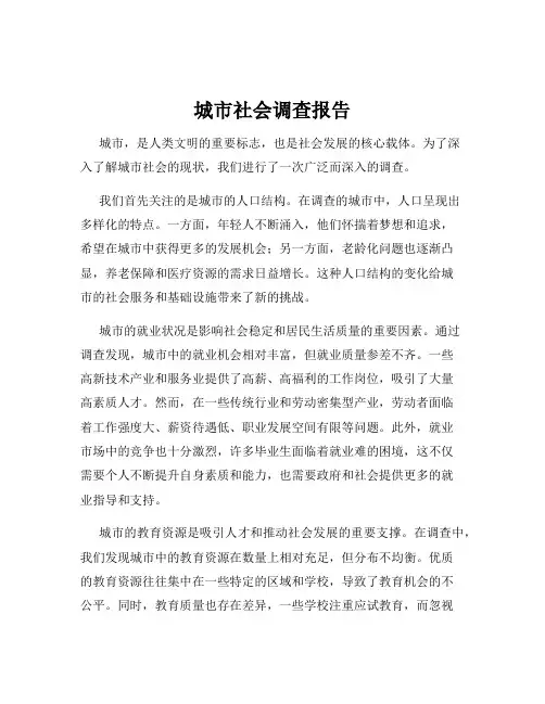 城市社会调查报告