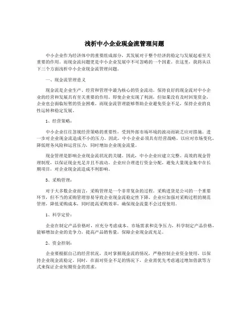 浅析中小企业现金流管理问题