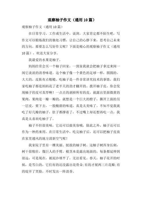 观察柚子作文(通用10篇)