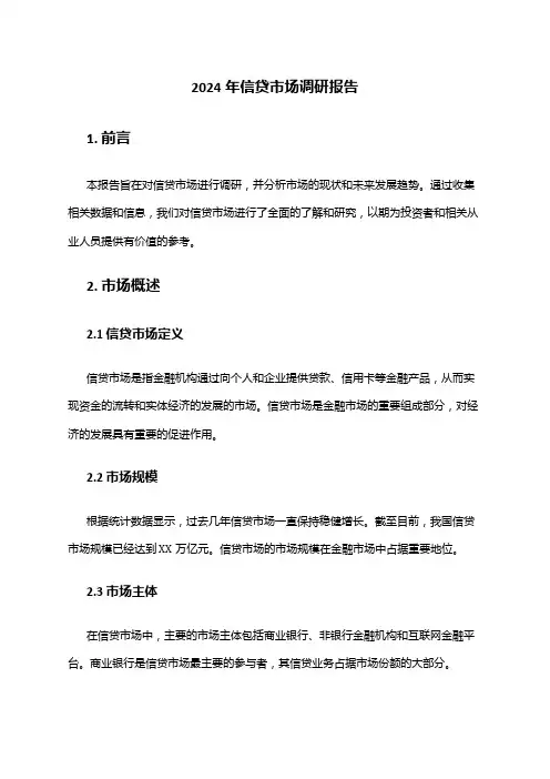 2024年信贷市场调研报告