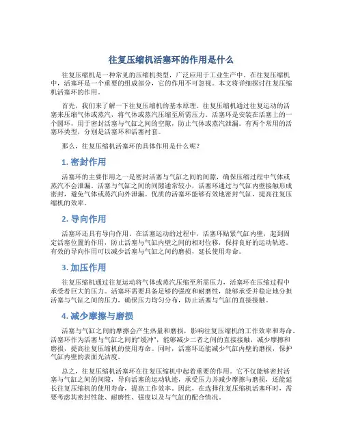 往复压缩机活塞环的作用是什么