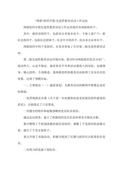 “两新”组织开展-先进性教育活动工作总结