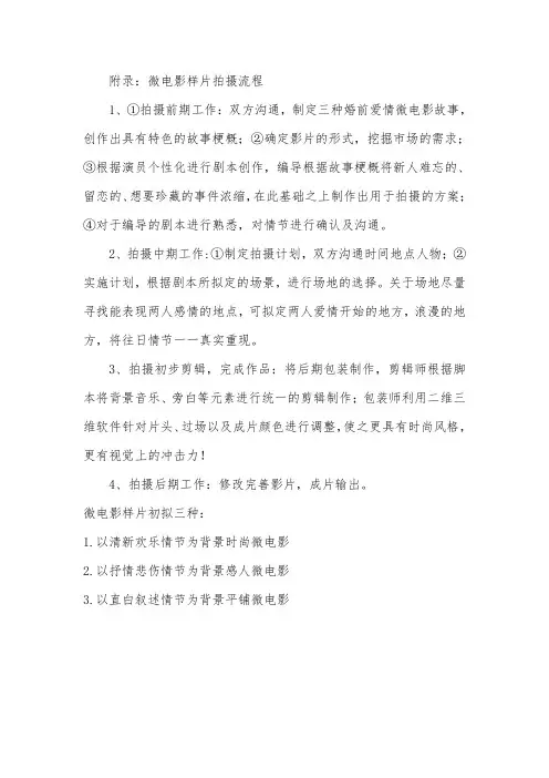 微电影的拍摄流程