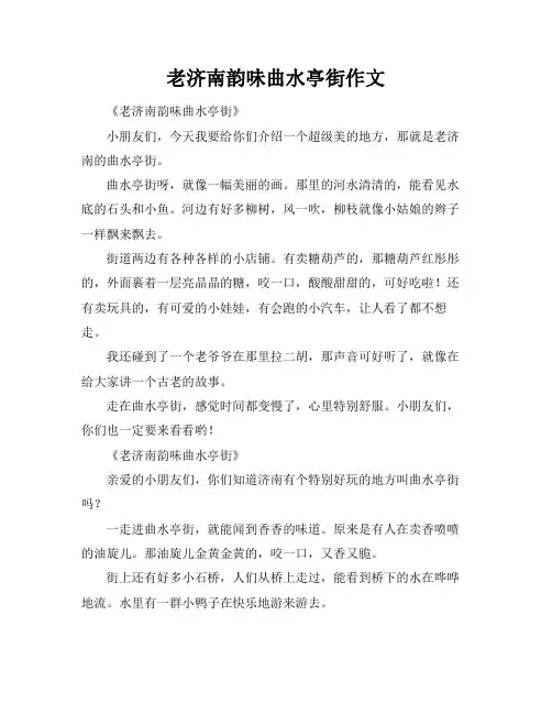 老济南韵味曲水亭街作文