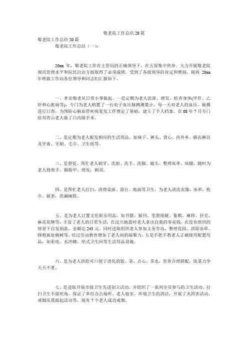 敬老院工作总结20篇