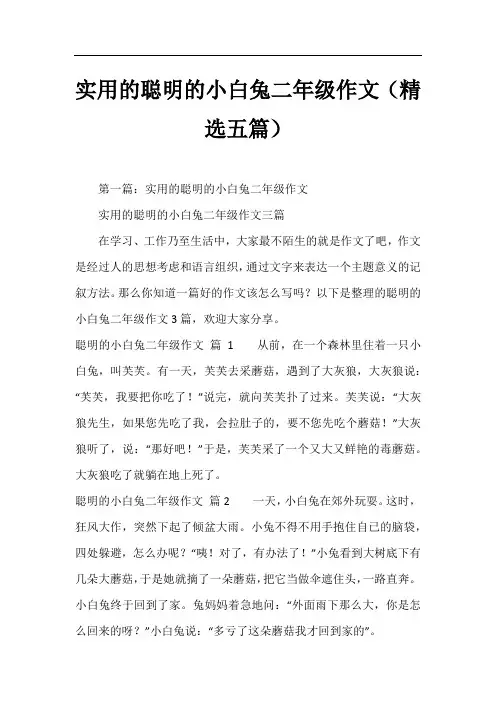 实用的聪明的小白兔二年级作文(精选五篇)